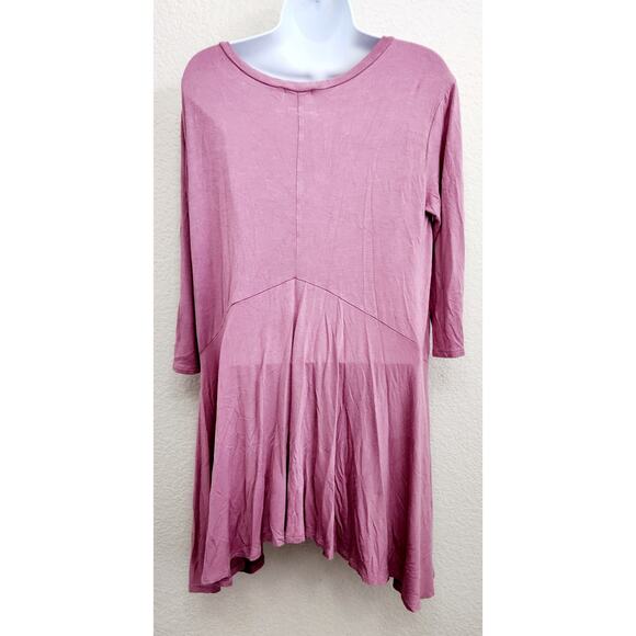 Doublju Dusty Rose Shark Bite Hem Top Medium Lightweight Flowy Stretchy Soft - Picture 3 of 5